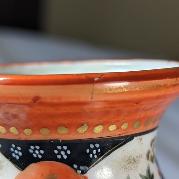 Antique Japanese Kutani Porcelain Vase Chinoiserie - Picture 10 of 12